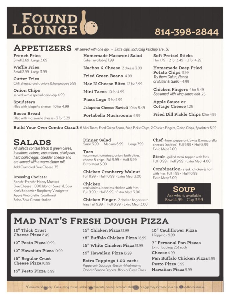 Found Lounge Menu 1