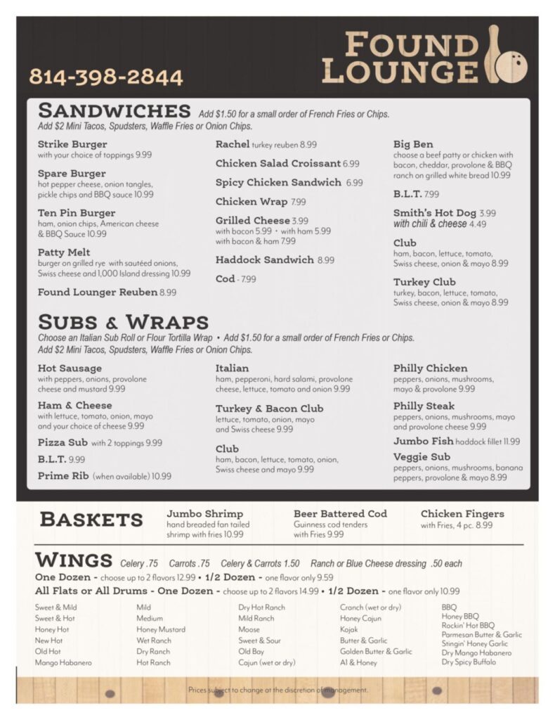 Found Lounge Menu 2